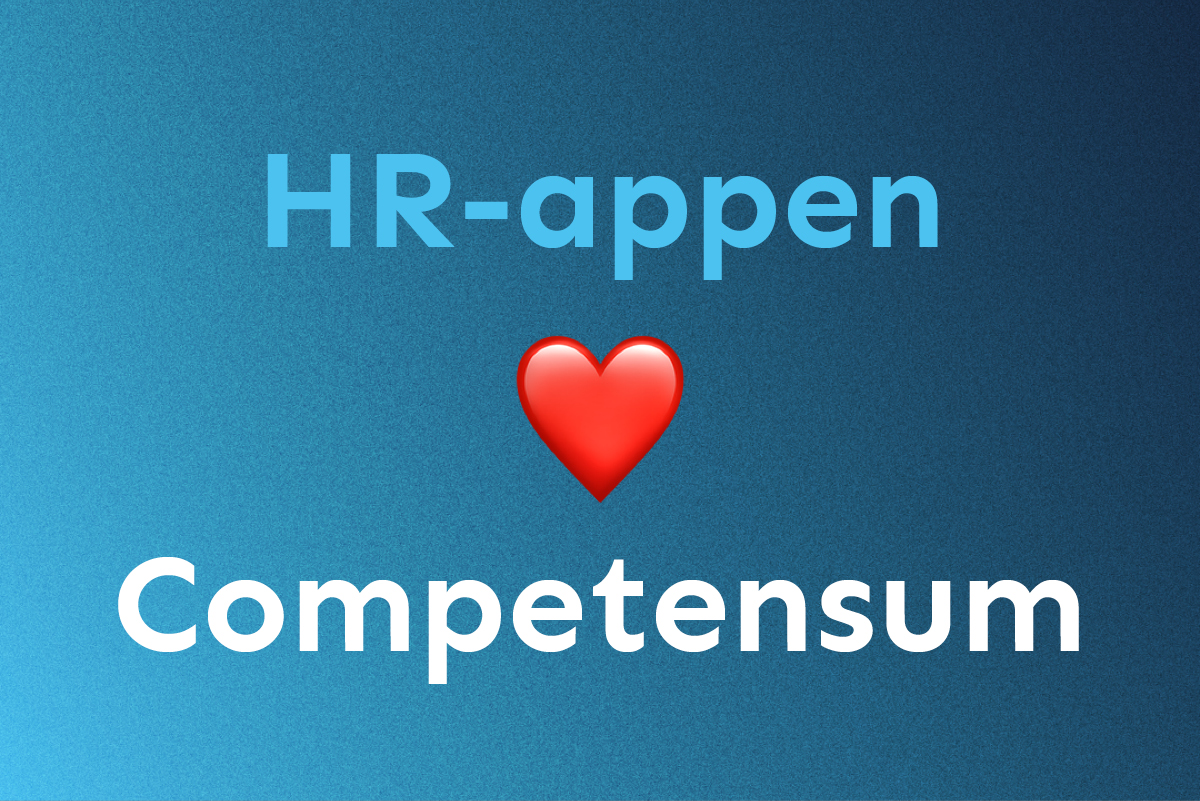 Blå bakgrund med texten: "HR-appen älskar Competensum"